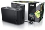Arendo, Edelstahl Toaster Langschlitz 4 Scheiben, Defrost Funktion, wärmeisolierendes Gehäuse, mit integrierten Brötchenaufsatz, Krümelschublade, Display mit Restzeitanzeige – Bild 7