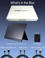 Tragbarer USB-C-Monitor - 15,6 Zoll FHD HDR FreeSync Zero Frame USB-C-Computerdisplay mit Dual-Typ-C-Mini-HDMI für Laptop-PC-Telefon Mac Surface Xbox PS4-Switch, mit Smart Cover – Bild 5