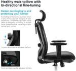SIHOO Bürostuhl Ergonomischer Schreibtischstuhl, Drehstuhl hat Verstellbarer Lordosenstütze, Kopfstütze und Armlehne, Höhenverstellung und Wippfunktion, Rückenschonend, Bis 150kg/330LB Belastbar – Bild 2