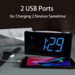Lauter digitaler Wecker, grosses LED-Display, 7-Farben-Nachtlicht, Dimmer, 2 USB-Ladeanschlüsse, 12/24 H, Steckdose, Batterie-Backup für schwere Schläfer Kinder Teenager Jungen Mädchen Senioren – Bild 5