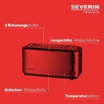 SEVERIN Automatik-Langschlitztoaster, Toaster mit Brötchenaufsatz, hochwertiger Edelstahl Toaster mit grossen Röstkammern und 1400 W Leistung – Bild 4