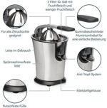 Princess Zitruspresse Juicer , professioneller Hebelarm, Universalaufsatz für Zitrusfrüchte, Fliessstopfunktion – Bild 4