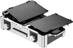WMF Lono Master-Grill, Elektrogrill, 50 x 28 cm, Tischgrill elektro mit Windschutz und Auffangschale, Outdoorzertifiziert für Barbecue, 2 getrennt regulierbare Grillflächen, 2400 W, edelstahl matt – Bild 8