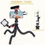Anozer Handy Stativ, Smartphone Stativ flexibel, Tragbar Kamera Stativ mit Universalclip und Kaltschuhhalterung, um 360 °drehbares Tripod Selfie Stick für Smartphone, SLR-Sportkamera – Bild 6