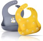momcozy Lätzchen Baby, 31cm 24cm Silikon Lätzchen BPA&PVC frei, 4 Stufen Einstellbar Lätzchen mit Auffangschale Einfach zu Säubern, Wasserdicht Lätzchen für Jungen und Mädchen – Bild 8