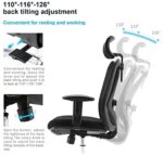 SIHOO Bürostuhl Ergonomischer Schreibtischstuhl, Drehstuhl hat Verstellbarer Lordosenstütze, Kopfstütze und Armlehne, Höhenverstellung und Wippfunktion, Rückenschonend, Bis 150kg/330LB Belastbar – Bild 3