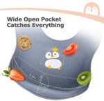 momcozy Lätzchen Baby, 31cm 24cm Silikon Lätzchen BPA&PVC frei, 4 Stufen Einstellbar Lätzchen mit Auffangschale Einfach zu Säubern, Wasserdicht Lätzchen für Jungen und Mädchen – Bild 4