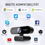 eMeet 1080P Webcam mit 2 Mikrofon - NOVA Full HD Webcam mit Autofokus, Streaming Webkamera mit Low-Light Korrektur, 96 ° Sichtfeld, Plug & Play, 360 °Drehung, für Skype, Zoom, Konferenzen, Streaming – Bild 7