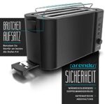 Arendo, Edelstahl Toaster Langschlitz 4 Scheiben, Defrost Funktion, wärmeisolierendes Gehäuse, mit integrierten Brötchenaufsatz, Krümelschublade, Display mit Restzeitanzeige – Bild 2