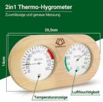 NORDHOLZ® Sauna Thermometer Hygrometer Holz - Präzise und leicht ablesbare Anzeige für die richtige Temperatur und Luftfeuchtigkeit - Sauna Hygrometer Thermometer - Hochwertiges Sauna Zubehör – Bild 2