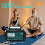 Kurbelradio DAB/UKW mit 5000mAh Akku Wiederaufladbare, Tragbare Solar Radio mit Taschenlampe & Leselicht, DAB+/FM Dynamo Baustellenradio IPX4, Notfall Radio und SOS-Alarm für Wandern, Camping, Outdoor – Bild 4