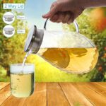 Karaffe aus Borosilikatglas mit Deckel und Ausgiesser - Glaskaraffe mit einzigartigem Rautenmuster für 2 Liter kaltes oder heisses Wasser - Getränkekanne für hausgemachten Eistee und Saft – Bild 6