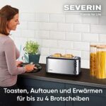 SEVERIN Automatik-Langschlitztoaster, Toaster mit Brötchenaufsatz, hochwertiger Edelstahl Toaster mit grossen Röstkammern und 1400 W Leistung – Bild 3