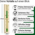 NORDHOLZ® Sauna Sanduhr 15 Minuten aus 100% nordischer Fichte - Glas robust & hitzebeständig - Kontrastfarbe Grün + 2 Edelstahl Schrauben - Sauna Zubehör - 60 Tage risikolos testen - Saunauhr – Bild 2
