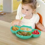 Vicloon Baby Teller, Baby Tischset Rutschfest Silikon mit Saugnäpfen und Biegsamen Löffel+Gabel, BPA-Freie, Kann in der Spülmaschine und Mikrowellem, Kinderteller für Kleinkinder und Kinder – Bild 2