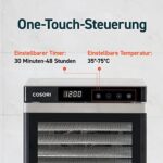 COSORI Dörrautomat edelstahl, Food Dehydrator mit 50 Rezepte, inkl. 6 Edelstahl-Dörrtabletts, 3 Dörrgitter, 3 Dörrmatte, grosse Fläche 0,6 m², 48 Std. Zeitschaltuhr, LED-Display (35°-75°C) und 650W – Bild 5