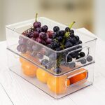 FINEW Kühlschrank Organizer Set, Hochwertig Speisekammer Vorratsbehälter mit Griff, Durchsichtig Aufbewahrungsbox Organizer, ideal für Küchen, Kühlschrank, Schränke, BPA Frei – Bild 3