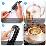 CAVN Elektrischer Milchaufschäumer mit Edelstahlständer, 2 in 1 Doppeltem Quirl 3-Gang USB Aufladbar Handheld Milchaufschäumer Mixer Milk Frother Milchschaum Eier Schlagen für Kaffee Latte Cappuccino – Bild 7