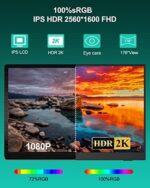 Portable Monitor - COOLHOOD Tragbarer Monitor 13.3 Zoll 2560x1600 Mobiler Monitor mit USB C HDMI Typ-C, Externes Display IPS Bildschirm für Laptop/PC/Xbox/PS4/Switch/Phone – Bild 2