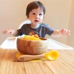 Bambus-Babyschale und Löffel-Set mit abnehmbarem, lebensmittelechtem Silikon-Saugnapf für Kinder - sicherer, stabiler, ungiftiger Saugnapf zum Selbstessen für Kleinkinder – Bild 7