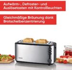 SEVERIN Automatik-Langschlitztoaster, Toaster mit Brötchenaufsatz, hochwertiger Edelstahl Toaster mit grossen Röstkammern und 1400 W Leistung – Bild 2
