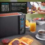 Arendo, Edelstahl Toaster Langschlitz 4 Scheiben, Defrost Funktion, wärmeisolierendes Gehäuse, mit integrierten Brötchenaufsatz, Krümelschublade, Display mit Restzeitanzeige – Bild 6