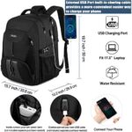 Extra Gross Rucksack Herren 50L Wasserdicht, Laptoptasche Arbeit Laptop Rucksack mit USB Ladeanschluss Anti Diebstahl Business Reisen Schulrucksack für Männer Frauen Jungen Teenager – Bild 3