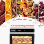 COSORI Dörrautomat edelstahl, Food Dehydrator mit 50 Rezepte, inkl. 6 Edelstahl-Dörrtabletts, 3 Dörrgitter, 3 Dörrmatte, grosse Fläche 0,6 m², 48 Std. Zeitschaltuhr, LED-Display (35°-75°C) und 650W – Bild 4