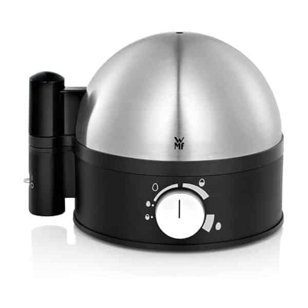 WMF Stelio Eierkocher Edelstahl, Eierkocher 1 Ei -7 Eier, 380 Watt, Härtegradeinstellung, Fortkochstufe, Messbecher mit Eipick, Silber