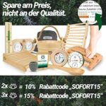 NORDHOLZ® Sauna Sanduhr 15 Minuten aus 100% nordischer Fichte - Glas robust & hitzebeständig - Kontrastfarbe Grün + 2 Edelstahl Schrauben - Sauna Zubehör - 60 Tage risikolos testen - Saunauhr – Bild 6