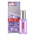 L'Oréal Paris Augenserum mit 1,5% Hyaluronsäure und 1% Koffein für eine strahlende Augenpartie, Mit kühlendem Kugel-Applikator, Revitalift Filler Augenserum, 1 x 20 ml