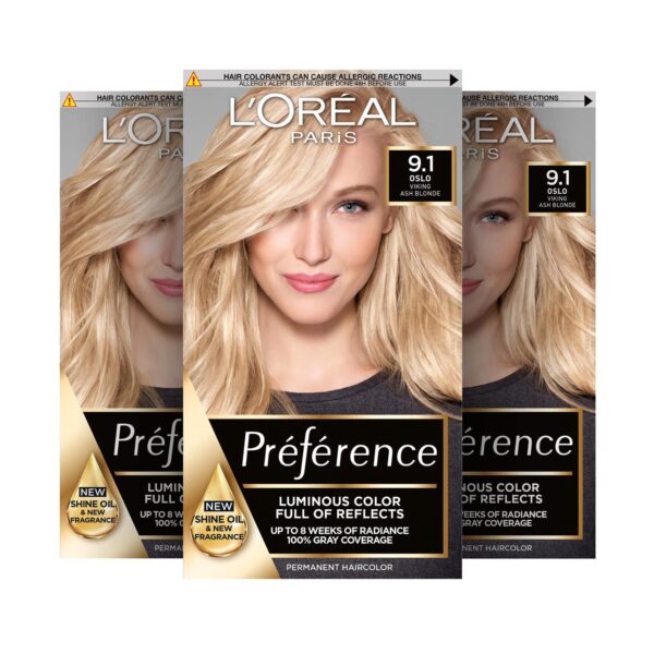 L'Oréal Paris Permanente Haarfarbe, Haarfärbeset mit Coloration und Farbglanz-Pflegebalsam, Préférence, 3er Set