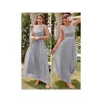 BeryLove Damen Spitzenkleid Brautjungfer Elegant Party Cocktailkleid Chiffon Ärmellos – Bild 4
