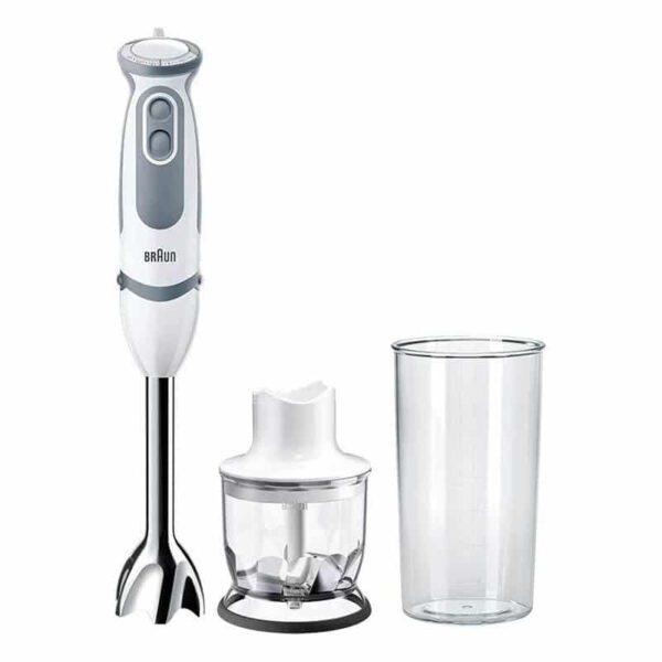 Braun Household Stabmixer MQ 5220WH Stabmixer – MultiQuick 5 Vario Pürierstab mit Edelstahl Mixfuss, 1000 Watt, inkl. 2-teiligem Zubehör-Set
