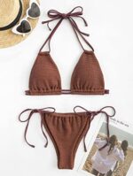 ZAFUL Damen High Cut Bikini Set Träger Zweiteiliger Badeanzug – Bild 4