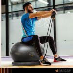 Gymnastikball, Pilates Ball, Sitzball Büro - 55cm / 65cm / 75cm Geburtsball für Schwangerschaft, Balance, Yoga & Fitness. Berstsicher Pezziball Mit Widerstandsbänder, Stabilitätsbasis, Poster & Pumpe – Bild 3