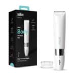 Braun Body Mini Trimmer, elektrischer Körperrasierer mit Trimmeraufsatz für Damen und Herren, präzise Haarentfernung für Bikinizone, Achseln, Brust, für unterwegs, Wet&Dry, BS1000, weiss