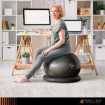 Gymnastikball, Pilates Ball, Sitzball Büro - 55cm / 65cm / 75cm Geburtsball für Schwangerschaft, Balance, Yoga & Fitness. Berstsicher Pezziball Mit Widerstandsbänder, Stabilitätsbasis, Poster & Pumpe – Bild 5