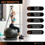 Gymnastikball, Pilates Ball, Sitzball Büro - 55cm / 65cm / 75cm Geburtsball für Schwangerschaft, Balance, Yoga & Fitness. Berstsicher Pezziball Mit Widerstandsbänder, Stabilitätsbasis, Poster & Pumpe – Bild 2