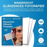 100 Blatt Fotopapier A4 hoch glänzend tintenstrahldrucker fotopapier Fotokarten Photokarten Sofort Trocken Wasserfest Hochweiss fotoblätter – Bild 4