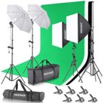 NEEWER 2.6m x 3m / 8.5Fuss x 10Fuss Hintergrund Support System und 800W 5500K Schirme Softbox kontinuierliche Beleuchtung Kit für Fotostudio Produkt, Porträt- und Videodrehfotografie