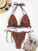 ZAFUL Damen High Cut Bikini Set Träger Zweiteiliger Badeanzug – Bild 5