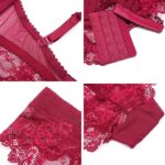 Ningsige Frauen Push-up-BHS Set Spitze BH und Unterhose und Strumpfband und Strumpf 4 Stücke – Bild 5