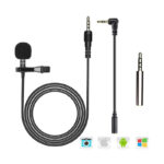 Lavalier Mikrofon für Handy und PC, 2M Mini Omnidirectional Kondensator Lapel Mic mit 2 Transformation, Perfekt für Interview, Videokonferenz, Podcast, Diktat usw.