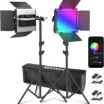 NEEWER 2x RGB Videolicht Set 660 PRO II – 50W LED Panels mit App, 360° Farbe, CRI 97+, 3200–5600K, inkl. Stative