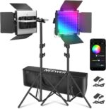 NEEWER 2x RGB Videolicht Set 660 PRO II – 50W LED Panels mit App, 360° Farbe, CRI 97+, 3200–5600K, inkl. Stative
