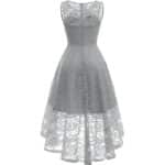 MuaDress 6006 Elegante Abendkleider Cocktailkleider Damenkleider Brautjungfernkleider aus Spitzen Knielange Rockabilly Ballkleid Rund Ausschnitt – Bild 5