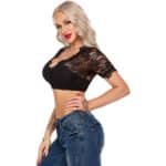 Parabler Damen Dirndlbluse Spitze Dirndl Bluse Trachten Bluse Kurzarm/Halbarm – Bild 4