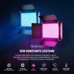 NEEWER 2x RGB Videolicht Set 660 PRO II – 50W LED Panels mit App, 360° Farbe, CRI 97+, 3200–5600K, inkl. Stative – Bild 2