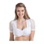 Schöneberger Trachten Couture Damen Dirndlbluse aus Spitze und Baumwolle, Elegante weisse Dirndl Bluse Wiesnherz